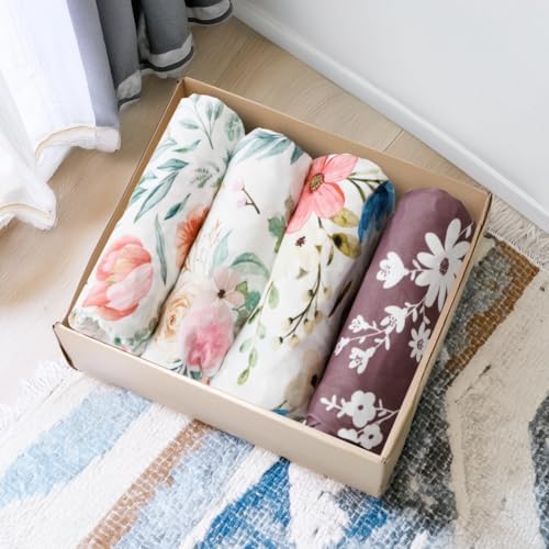 FIGEPO 4 Pack Baby Girl Bassinet Sheets Set 1