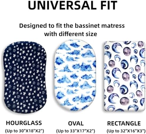 4 Pack Breathable Bassinet Sheets for Baby Boys