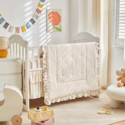 UOZZI BEDDING Tufted Ruffle Crib Set 3 Pieces