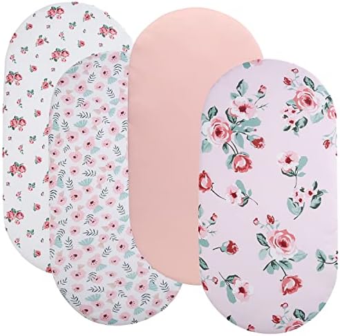Tontukatu Bassinet Sheet Set 4 Pack Floral Pink