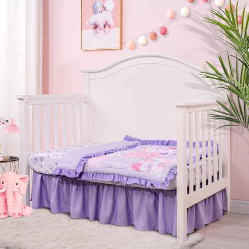 Cloele Floral Butterfly Crib Bedding Set for Girls 3 Pieces Purple