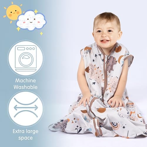 BSTOPPT 3 Pack Baby Sleep Sack Rayon Cotton 2-Way Zipper Wearable Blanket
