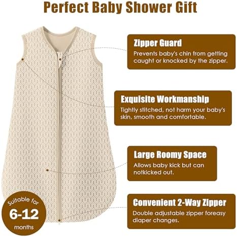 SWEET DOLPHIN 6-12M Baby Sleep Sack 3 Pack - 100 Cotton TOG 05
