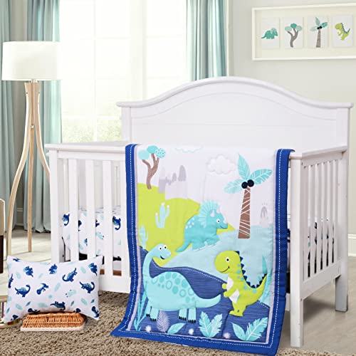 JISEN 3 Piece Crib Bedding Set Dinosaur Print
