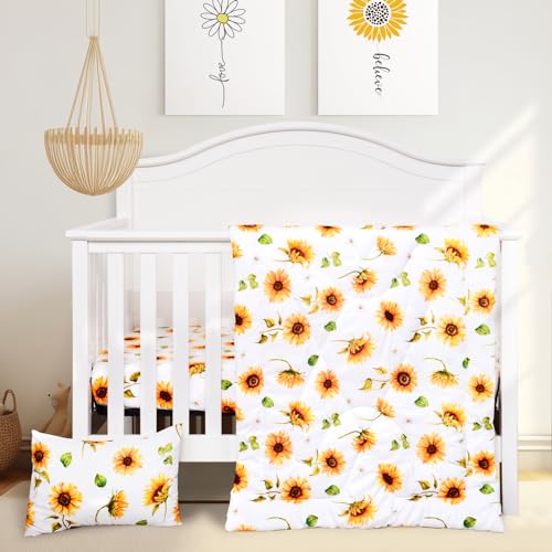 JISEN 3 Piece Baby Crib Bedding Set for Girls 1