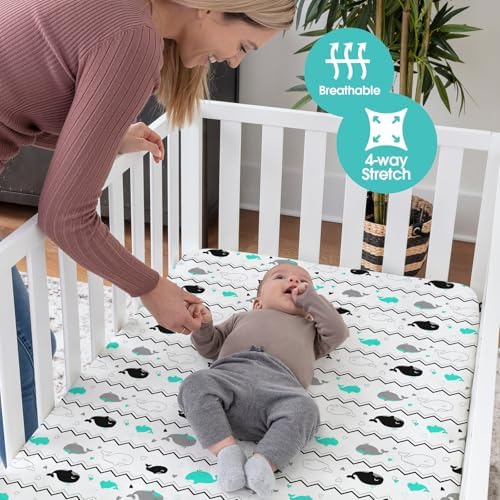 BROLEX 2 Pack Mini Crib Sheets for Baby Toddler
