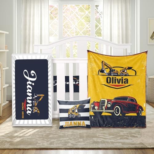 Custom Crib Bedding Set with Car Design