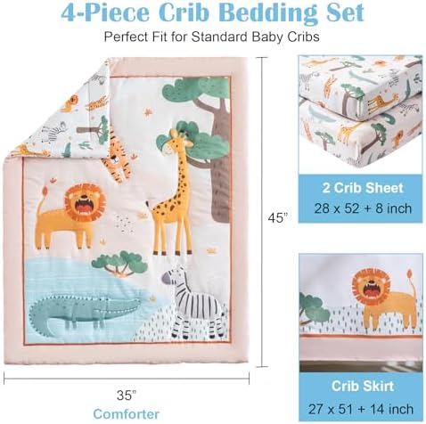 TINYHARBO Crib Bedding Set 4 Pieces