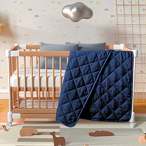 BEDSUM Toddler Microfiber Comforter 39x47 Inches Navy Blue