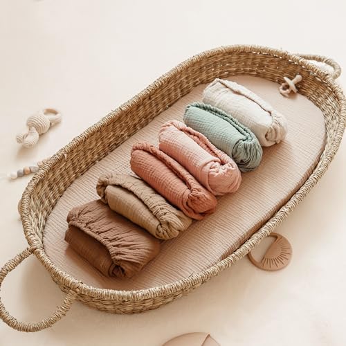 Konssy 2 Pack Muslin Bassinet Sheets for Baby 1