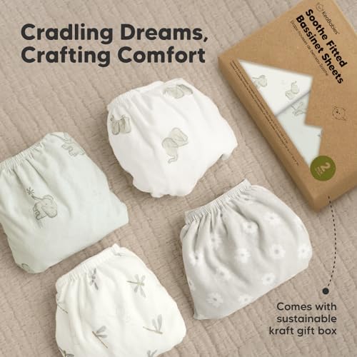 KeaBabies 2-Pack Organic Cotton Bassinet Sheets for Girls and Boys
