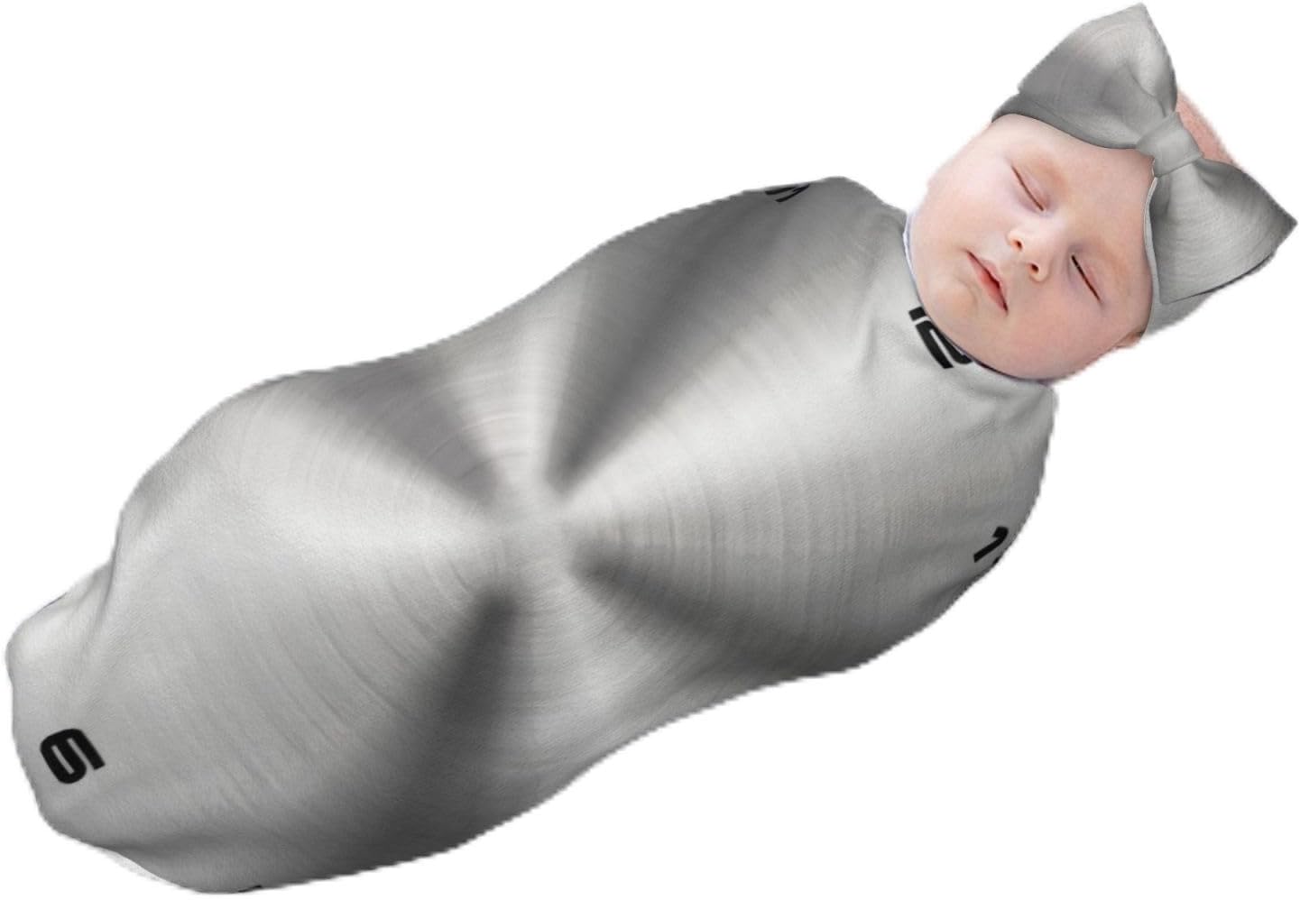 Gray Shiny Metallic-Stainless Steel Look Baby Headband Blanket Set