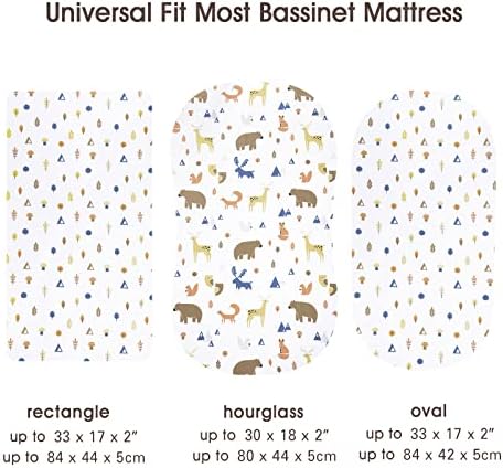 Davids Kids 100 Cotton Bassinet Sheets 2 Pack Woodland Animals