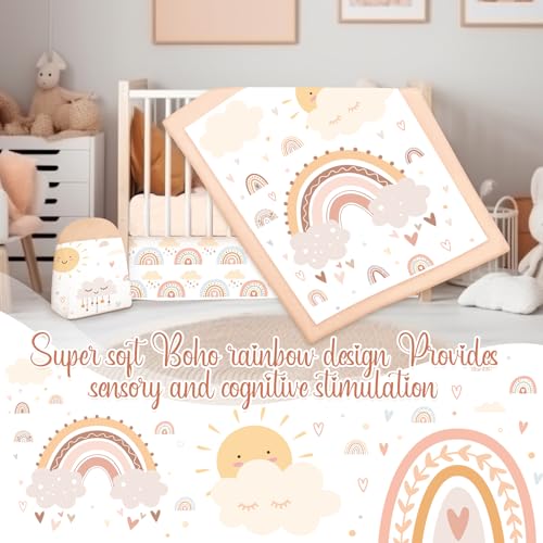 4 Pieces Bohemian Rainbow Crib Bedding Set for Boys and Girls
