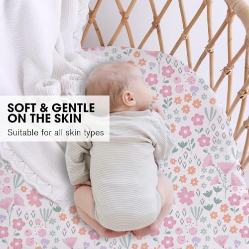 Little Grape Land Bassinet Sheets 4 Pack - Soft Microfiber Girl Themed 38x26x4