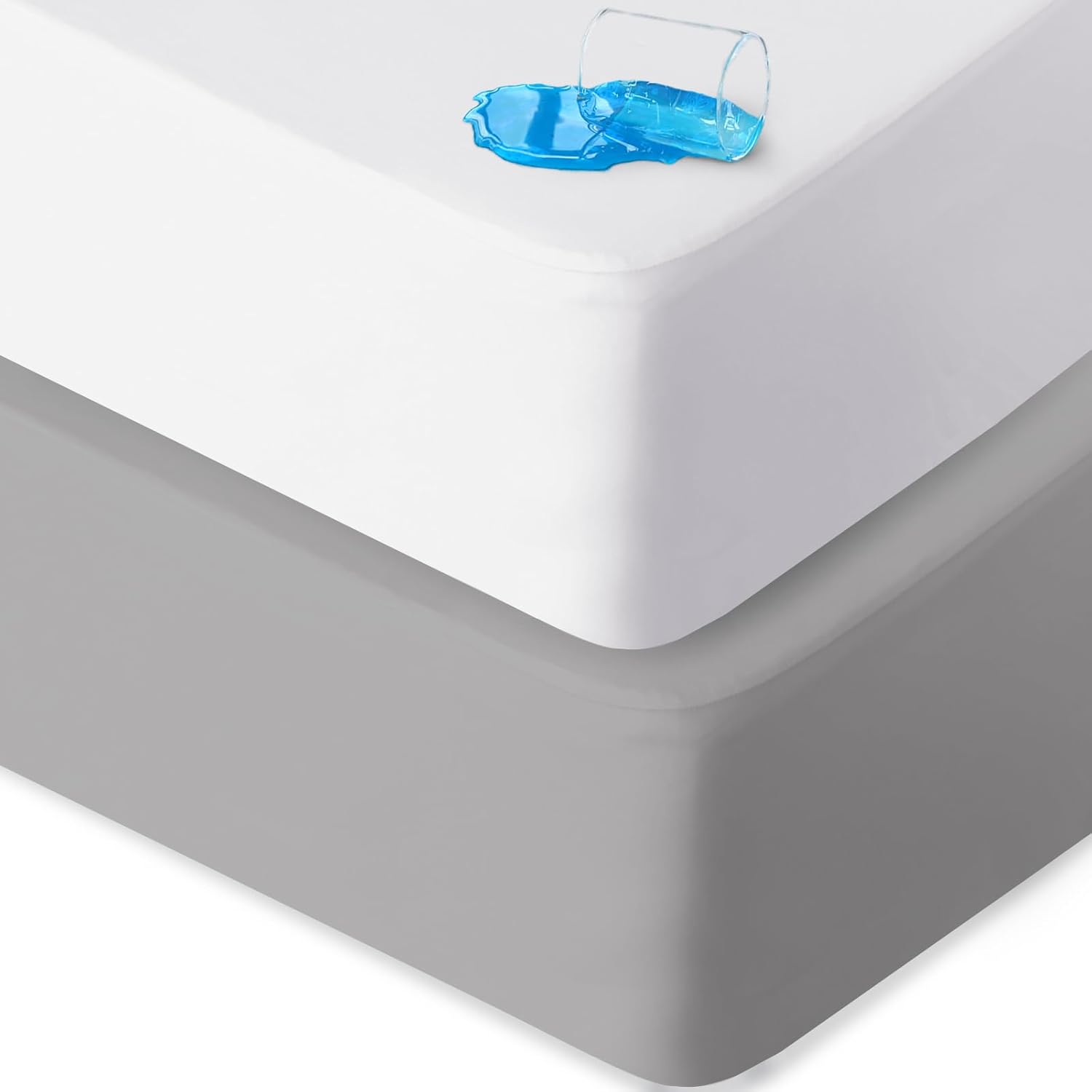 Biloban Waterproof Bassinet Sheets 2 Pack White Grey 1
