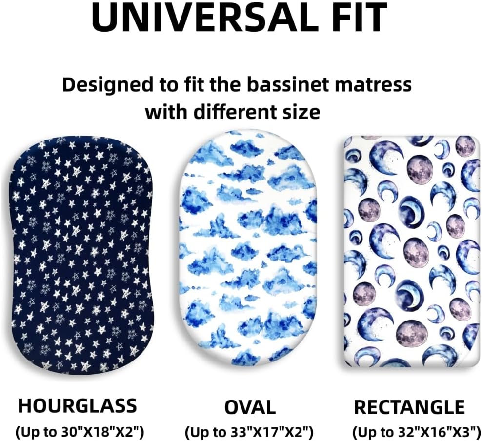 4 Pack Breathable Bassinet Sheets for Baby Boys