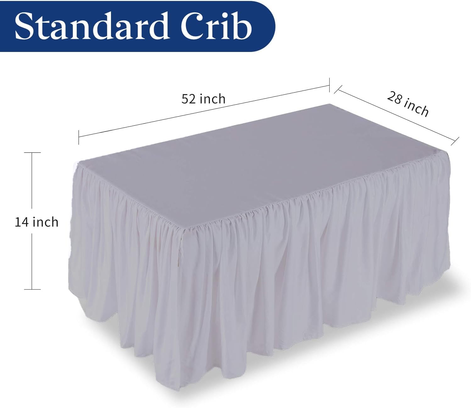 Light Grey Crib Bed Skirt 28x52 with 14 Drop 1