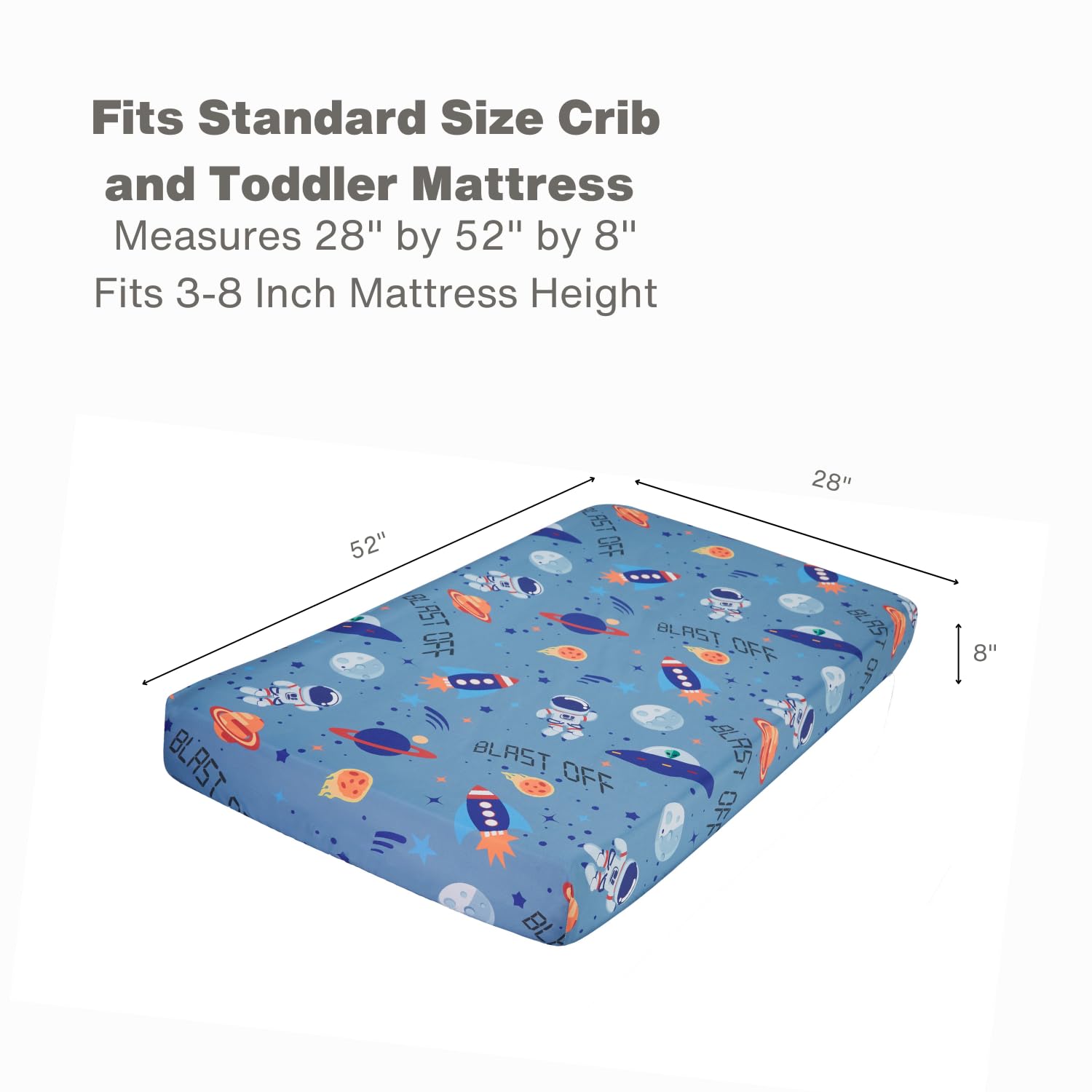 EVERYDAY KIDS Baby Boy Fitted Crib Sheet Outerspace Adventures
