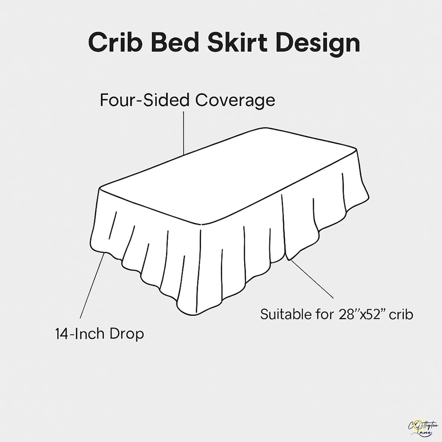 Cottington Lane Ivory Crib Skirt Dust Ruffle