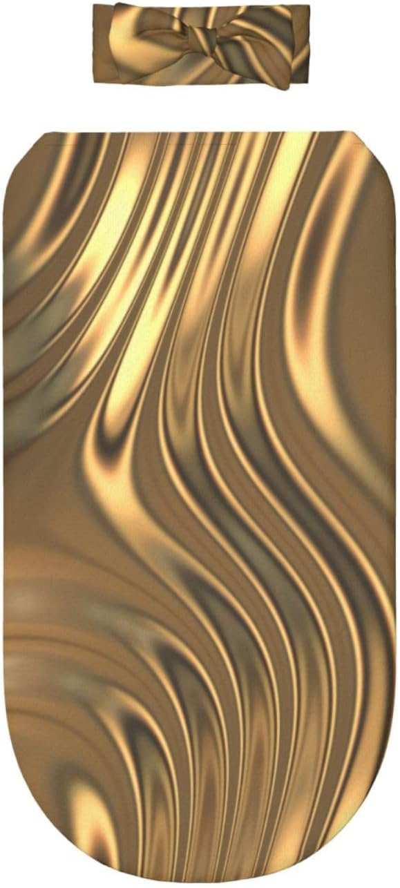 Gold Metal Swirling Butterfly Headband and Swaddle Set for Newborns