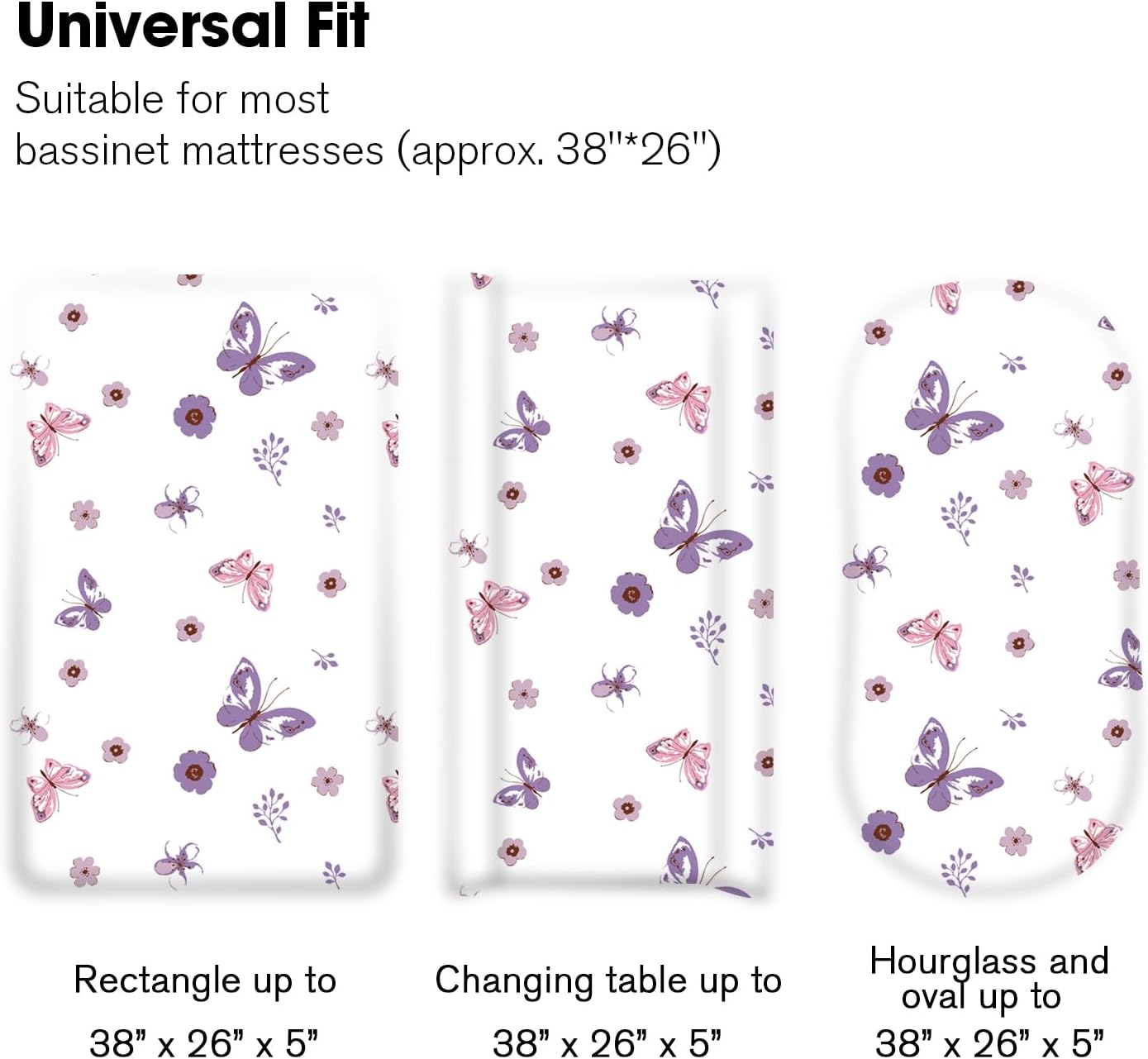 Little Grape Land Bassinet Sheets 4 Pack - Soft Microfiber Girl Themed 38x26x4
