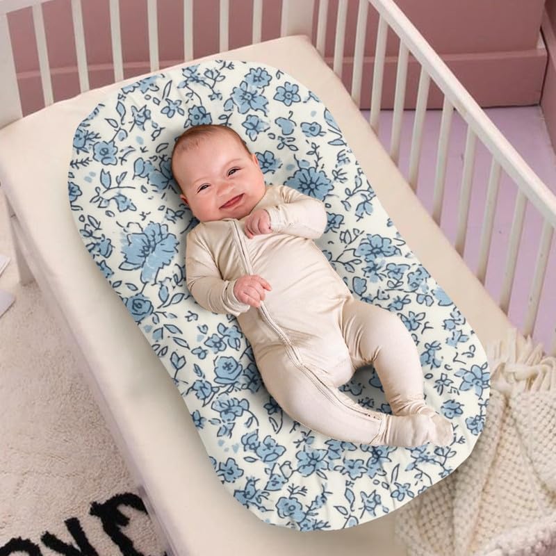 Daulesho Blue Ditsy Floral Crib Sheets for Boys or Girls