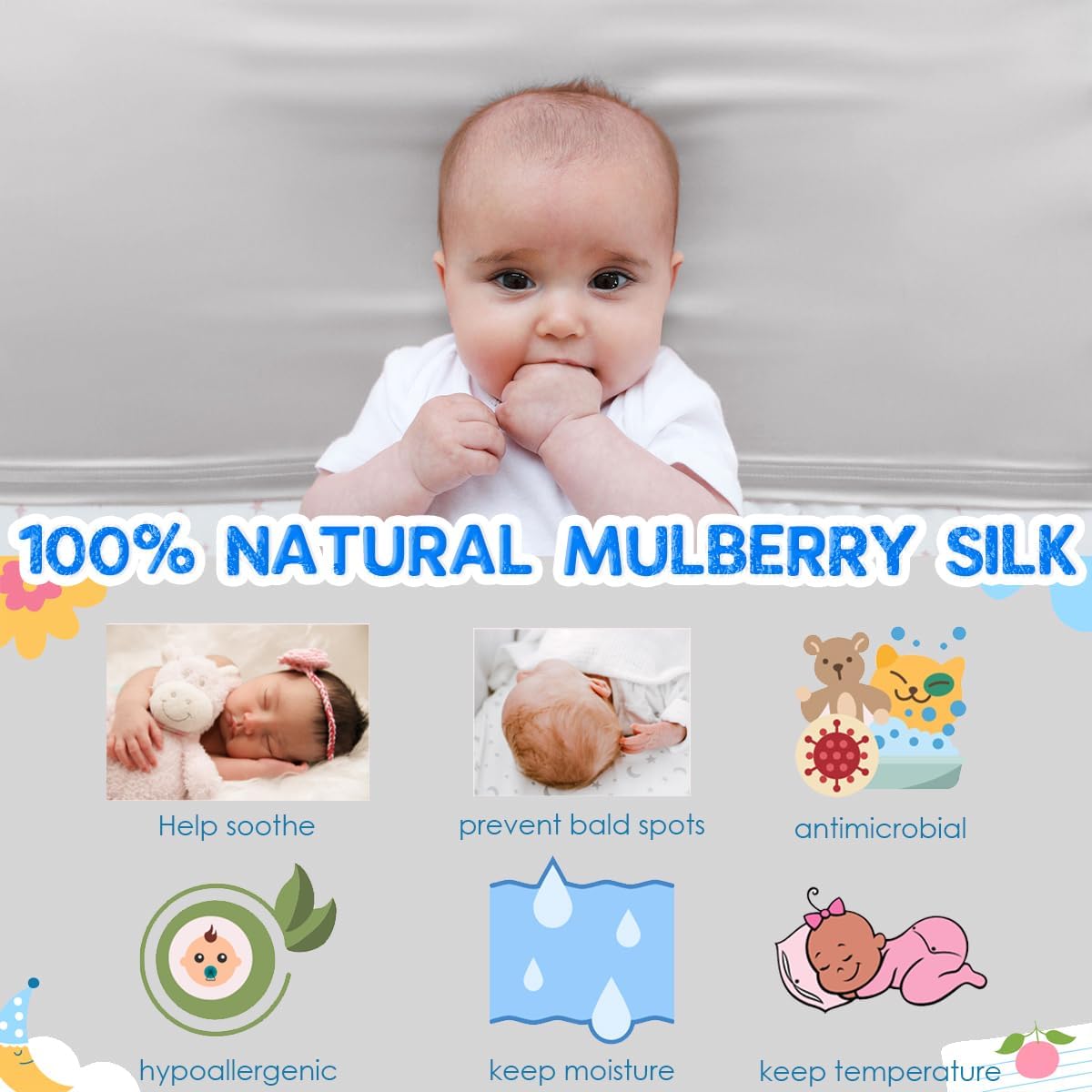 PROMEED Mulberry Silk Bassinet Sleeve for Baby Bald Spots