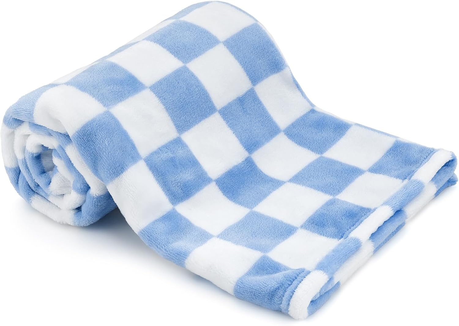 GreatBba Plush Checkered Baby Blanket 30x40 Blue White