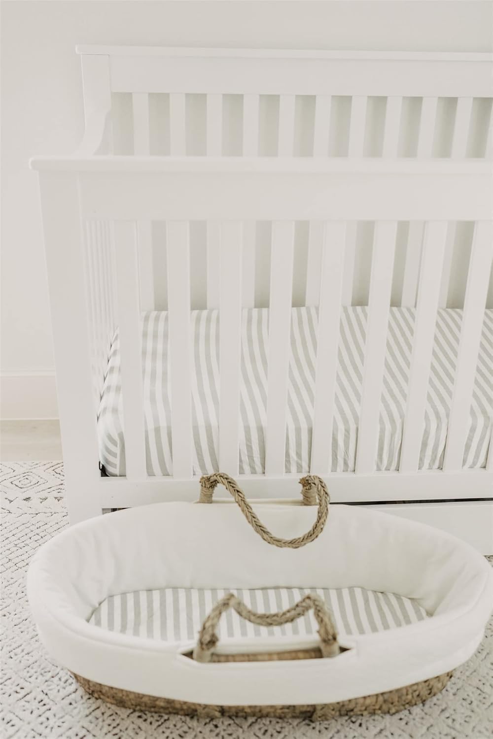 3 Fitted Bassinet Sheets Gray Set Gender Neutral