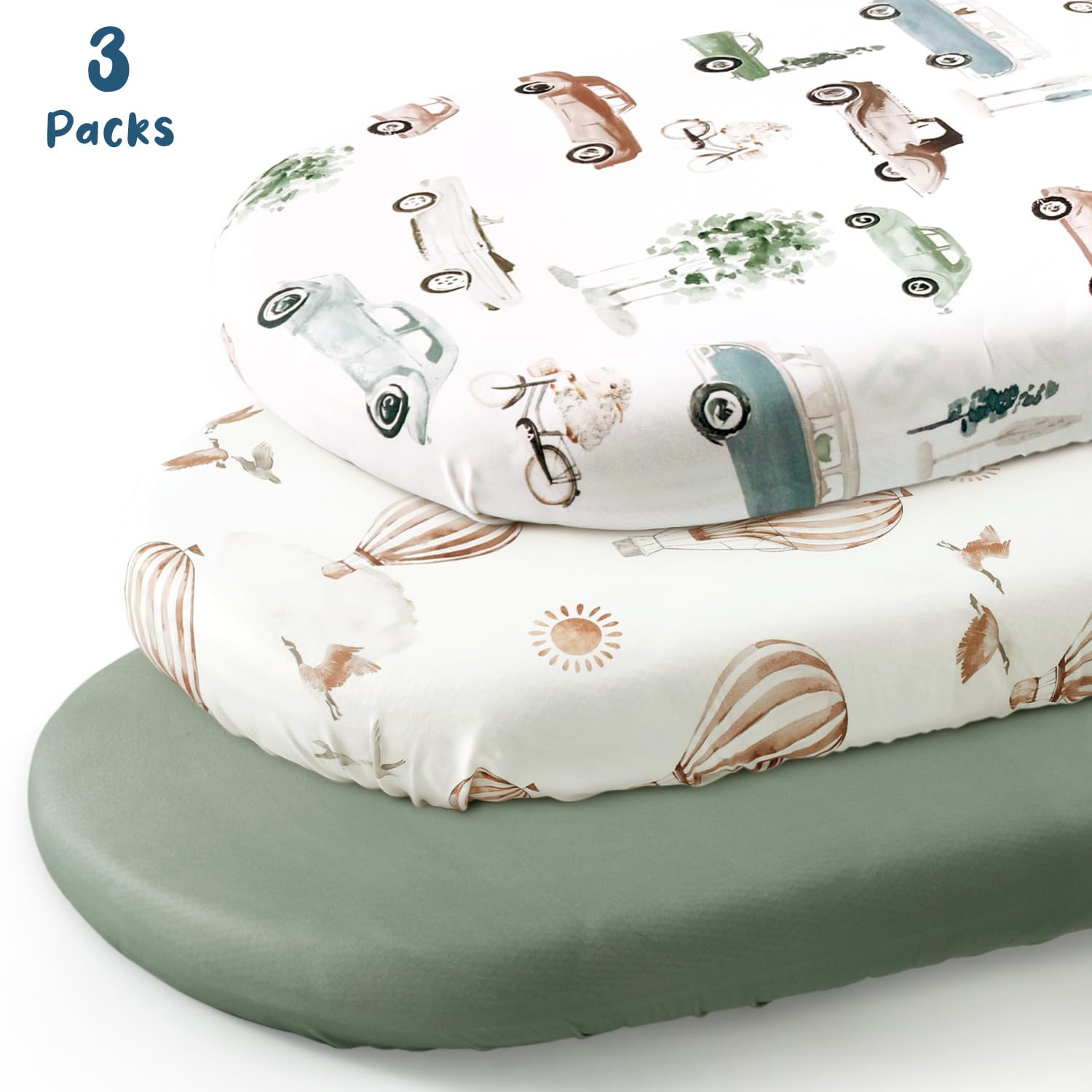 GRSSDER Stretchy Ultra Soft Bassinet Sheets 3 Pack