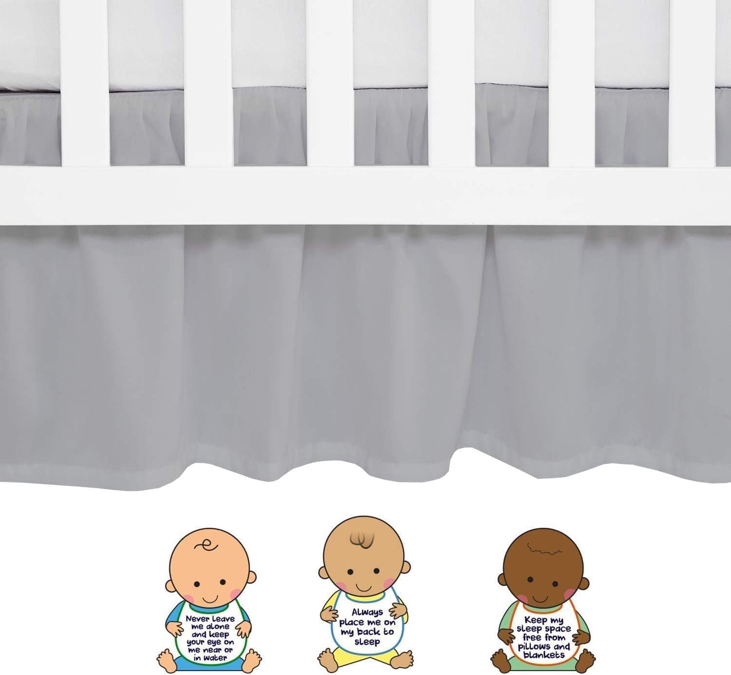 Light Grey Crib Bed Skirt 28x52 with 14 Drop 1