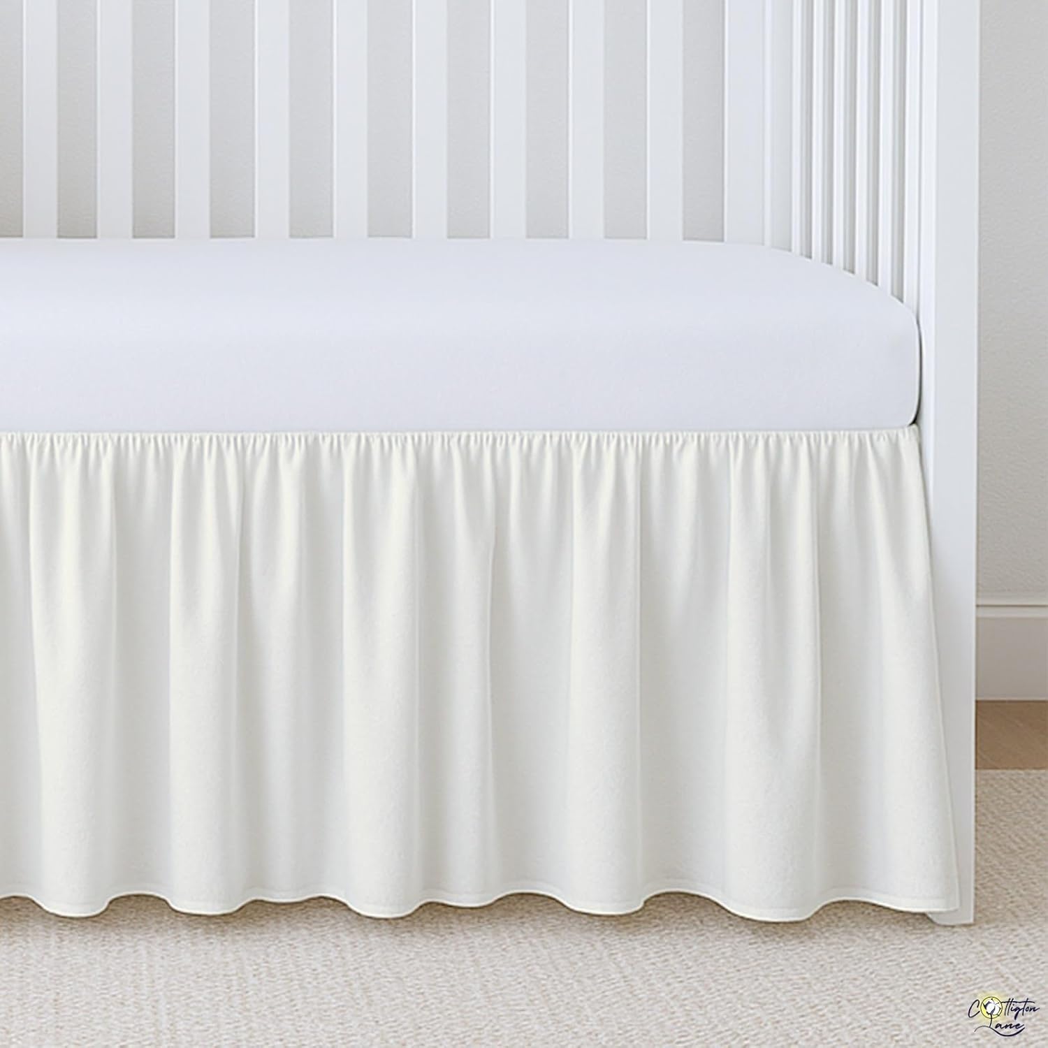 Cottington Lane Ivory Crib Skirt Dust Ruffle