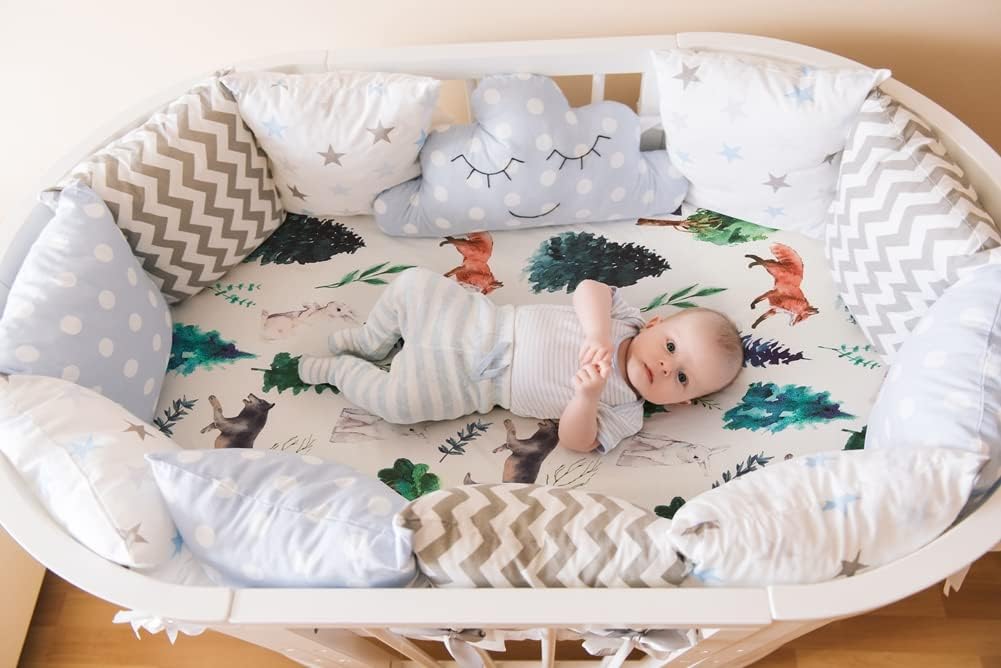 4 Pack Bassinet Sheets Woodland Forest Animals Neutral Unisex