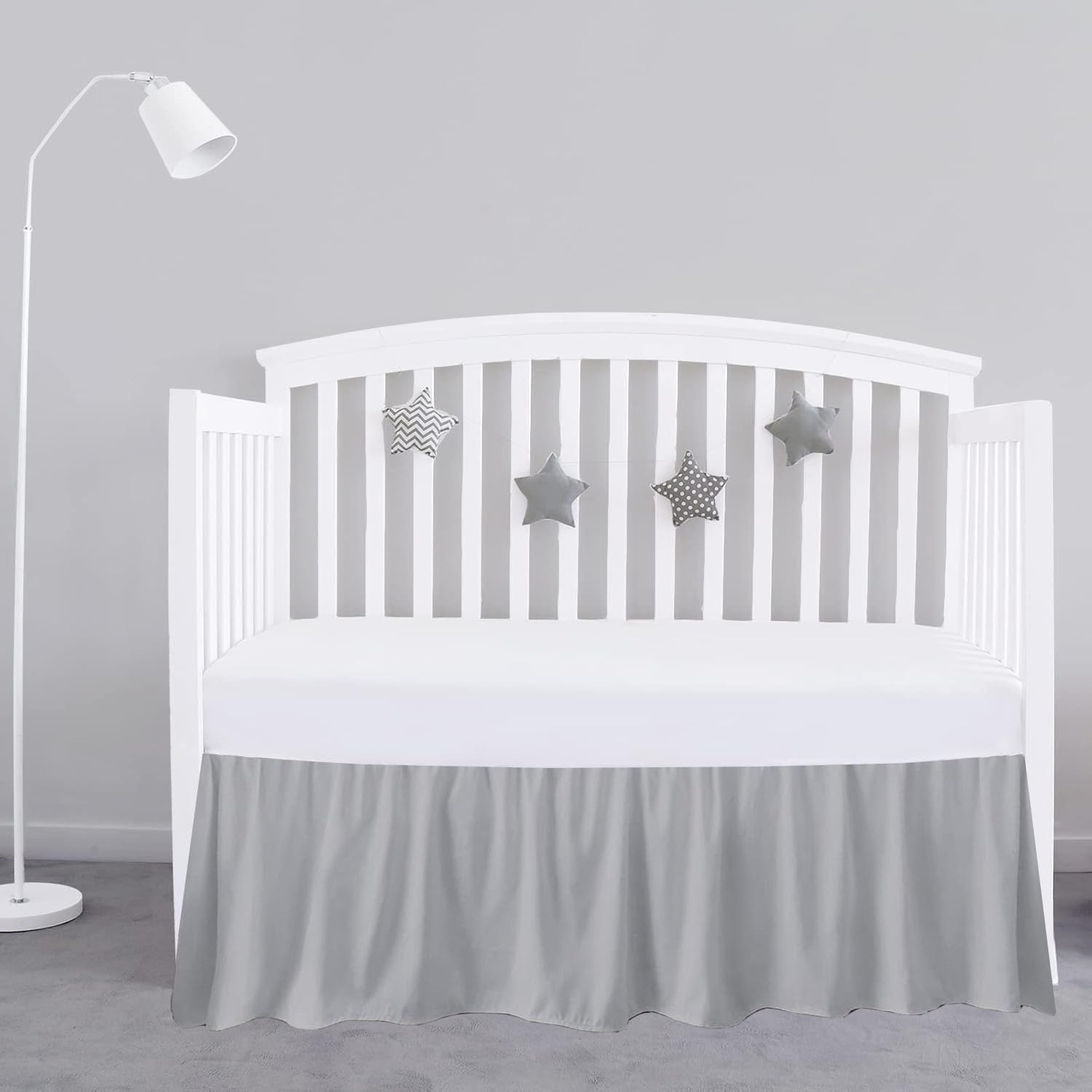 Light Grey Crib Bed Skirt 28x52 with 14 Drop 1