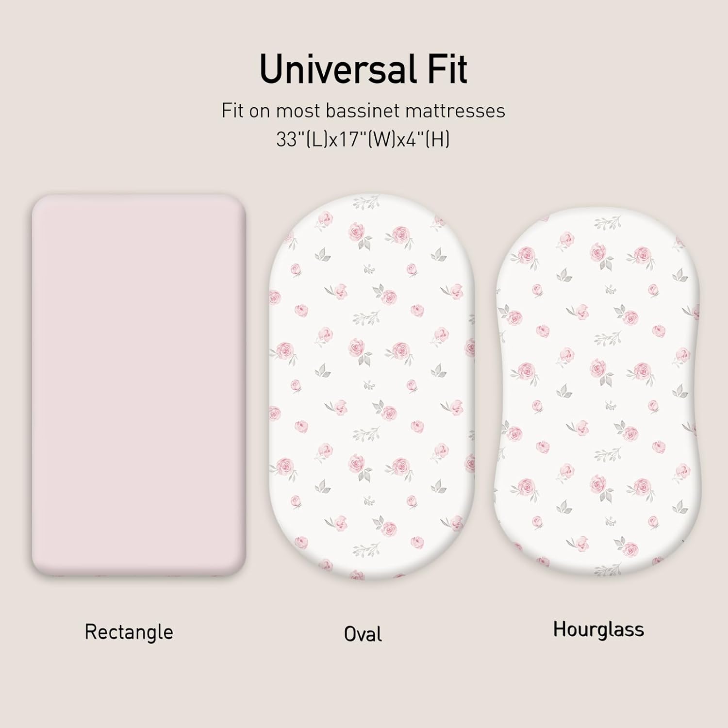 GLLQUEN Baby Bassinet Sheets 2 Pack Pink