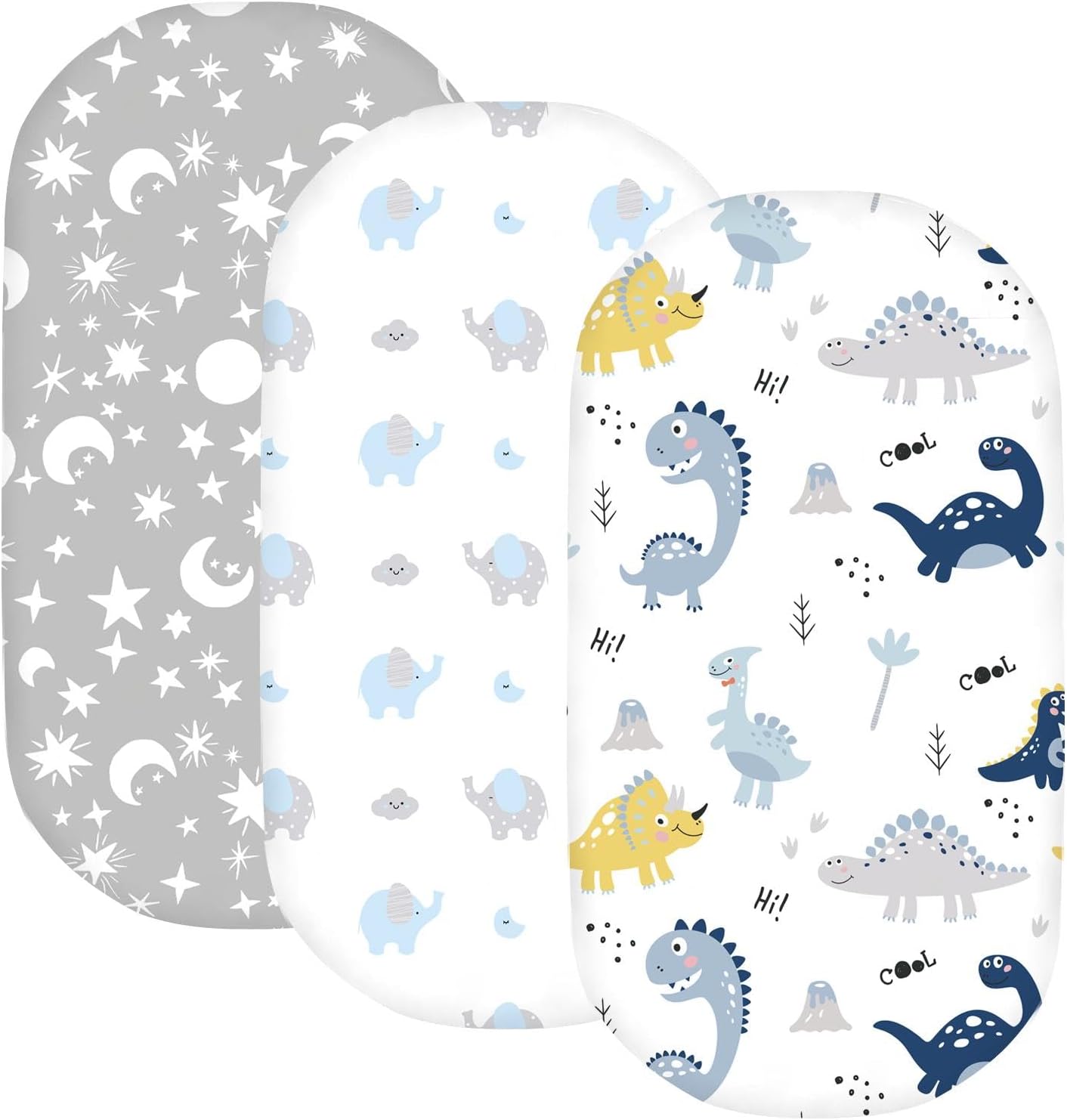 Plushii Dinosaur Bassinet Sheets 3 Pack