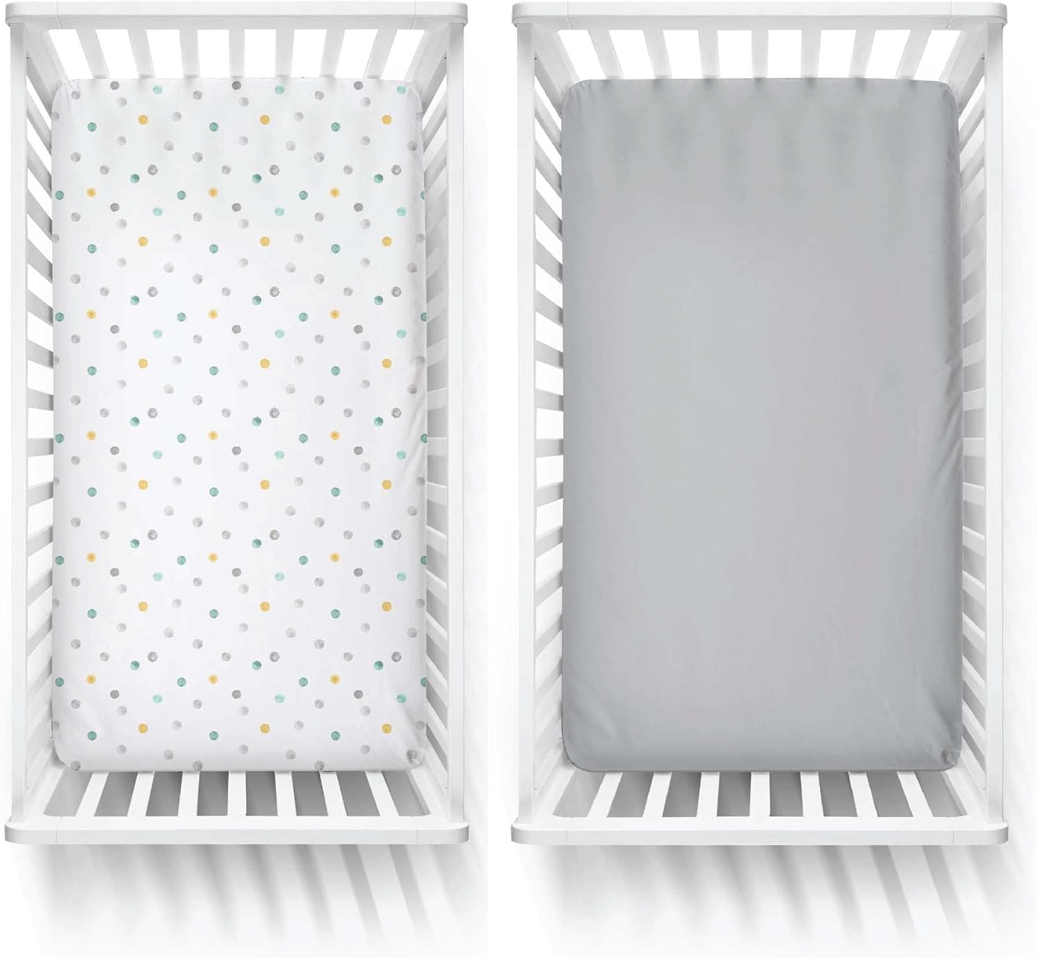 Featherhead 2-Pack Fitted Crib Sheets - 100 Cotton Jersey Grey Polka