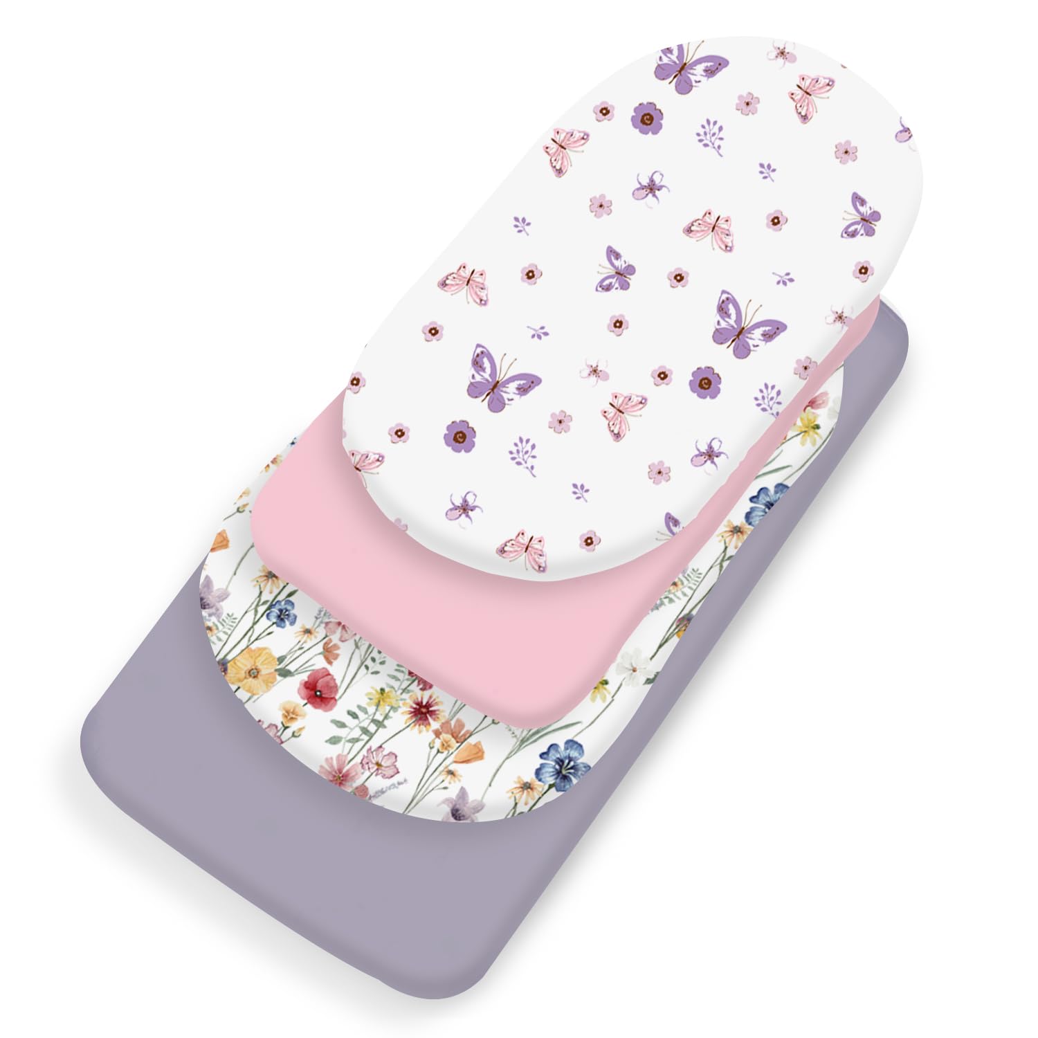 Bimocosy Bassinet Sheets 4 Pack Neutral Butterfly Pattern