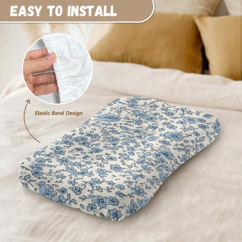 Daulesho Blue Ditsy Floral Crib Sheets for Boys or Girls