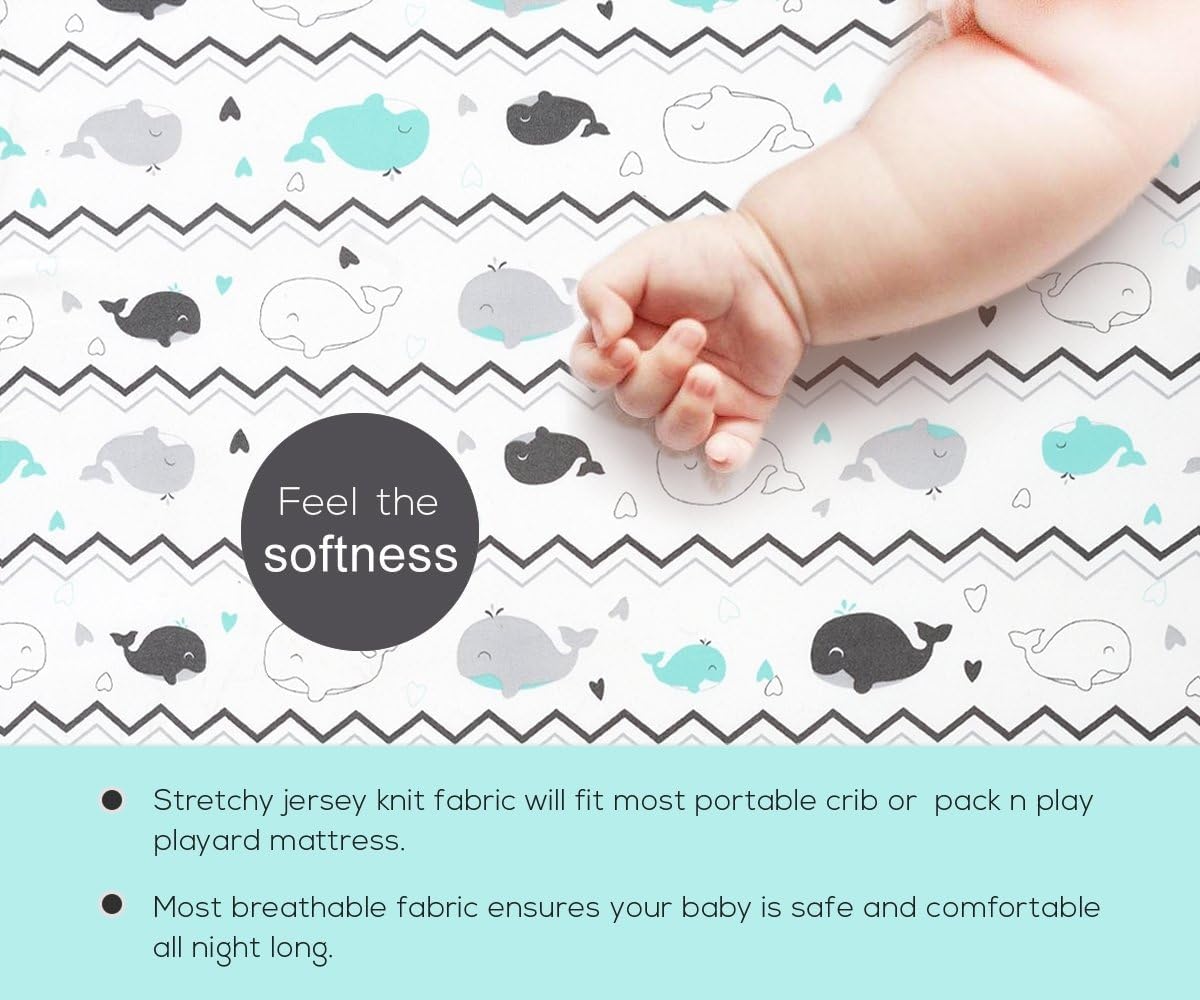 BROLEX 2 Pack Mini Crib Sheets for Baby Toddler