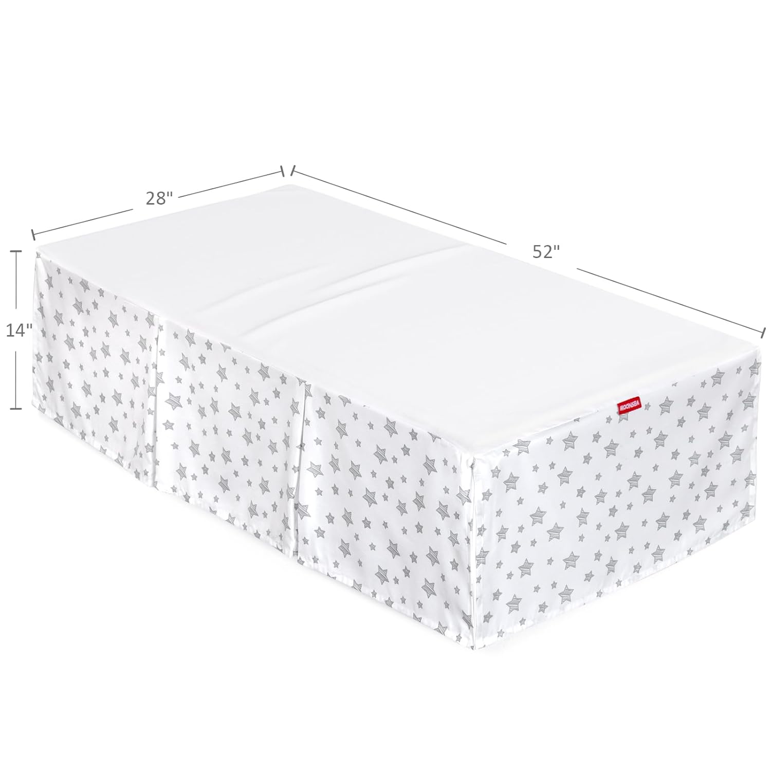 Moonsea Crib Skirt with Grey Star 14 Drop Machine Washable