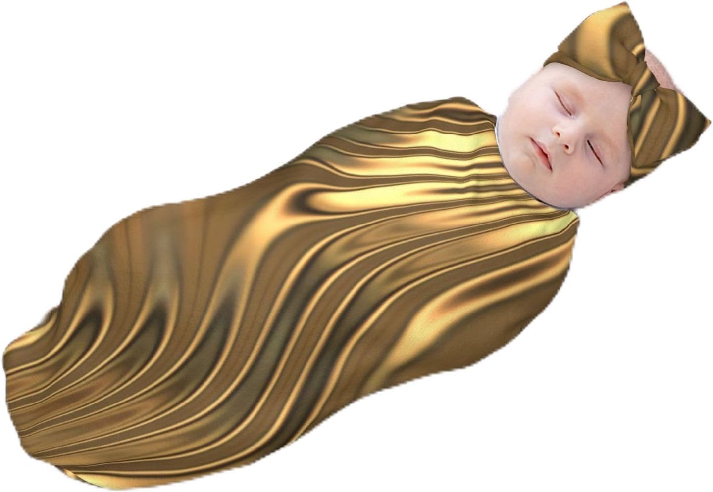 Gold Metal Swirling Butterfly Headband and Swaddle Set for Newborns