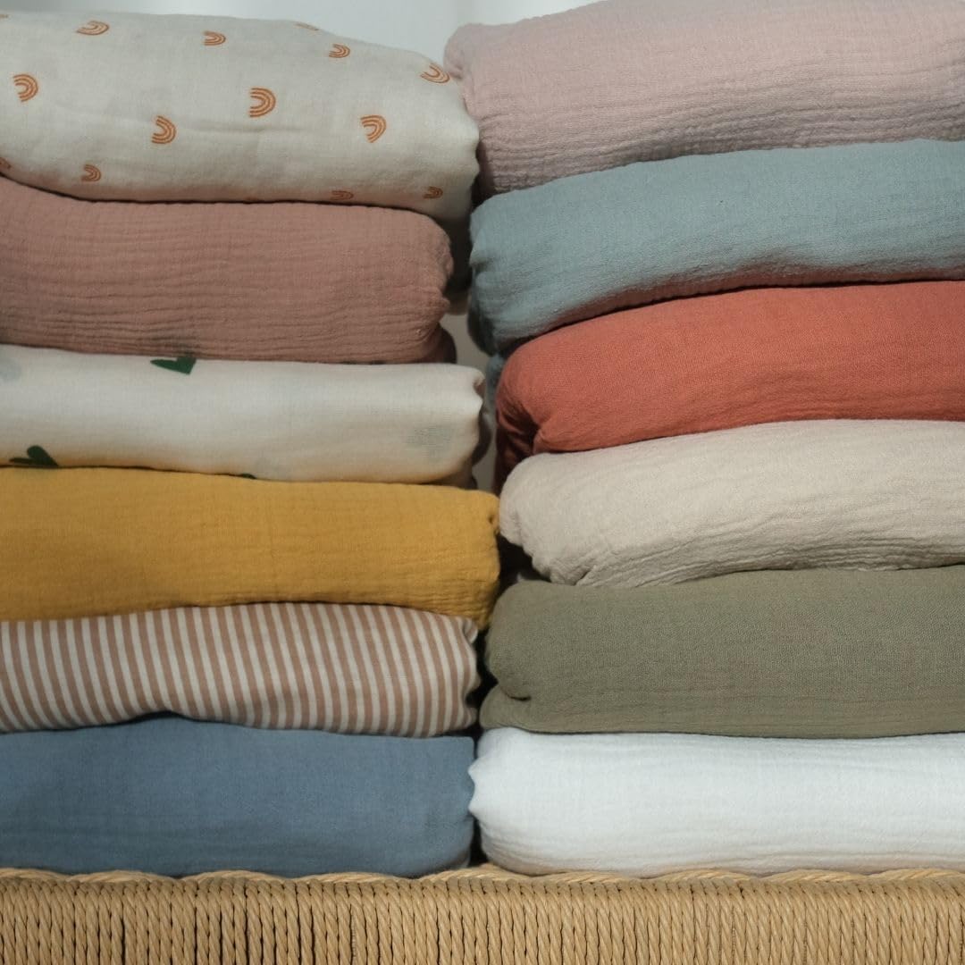 Huxie Mini Crib Sheets Organic Cotton Muslin Fitted Sheet 24 x 38