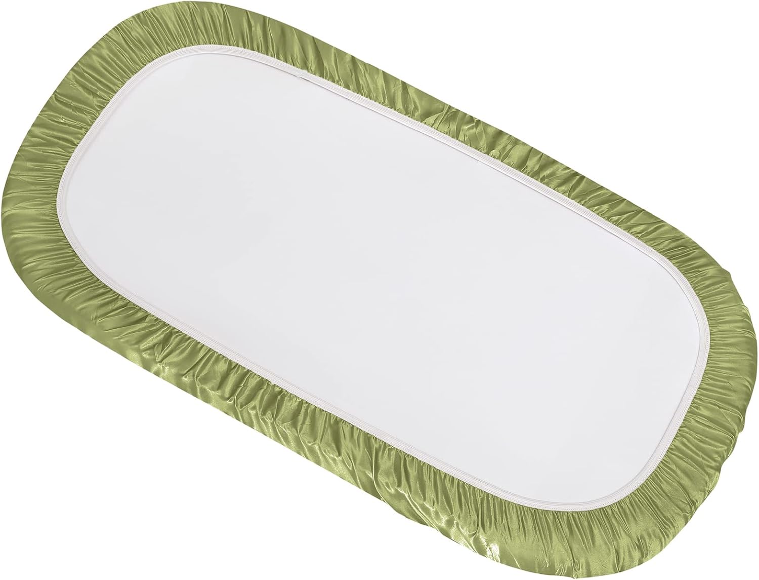 Satin Bassinet Sheet Set 2 Pcs - Beige Sage Green