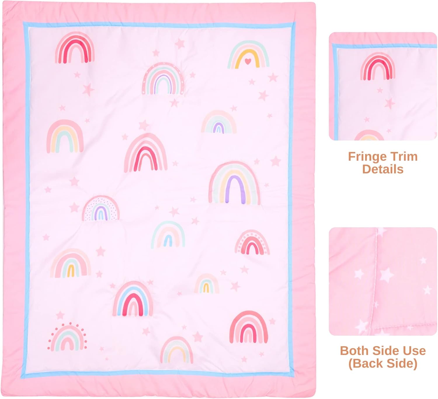 Rainbows Crib Bedding Set for Boys Girls - 4 Piece