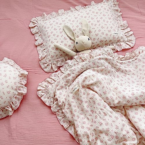 BuLuTu 4 Layer Muslin Toddler Pillowcase with Galsang Flowers