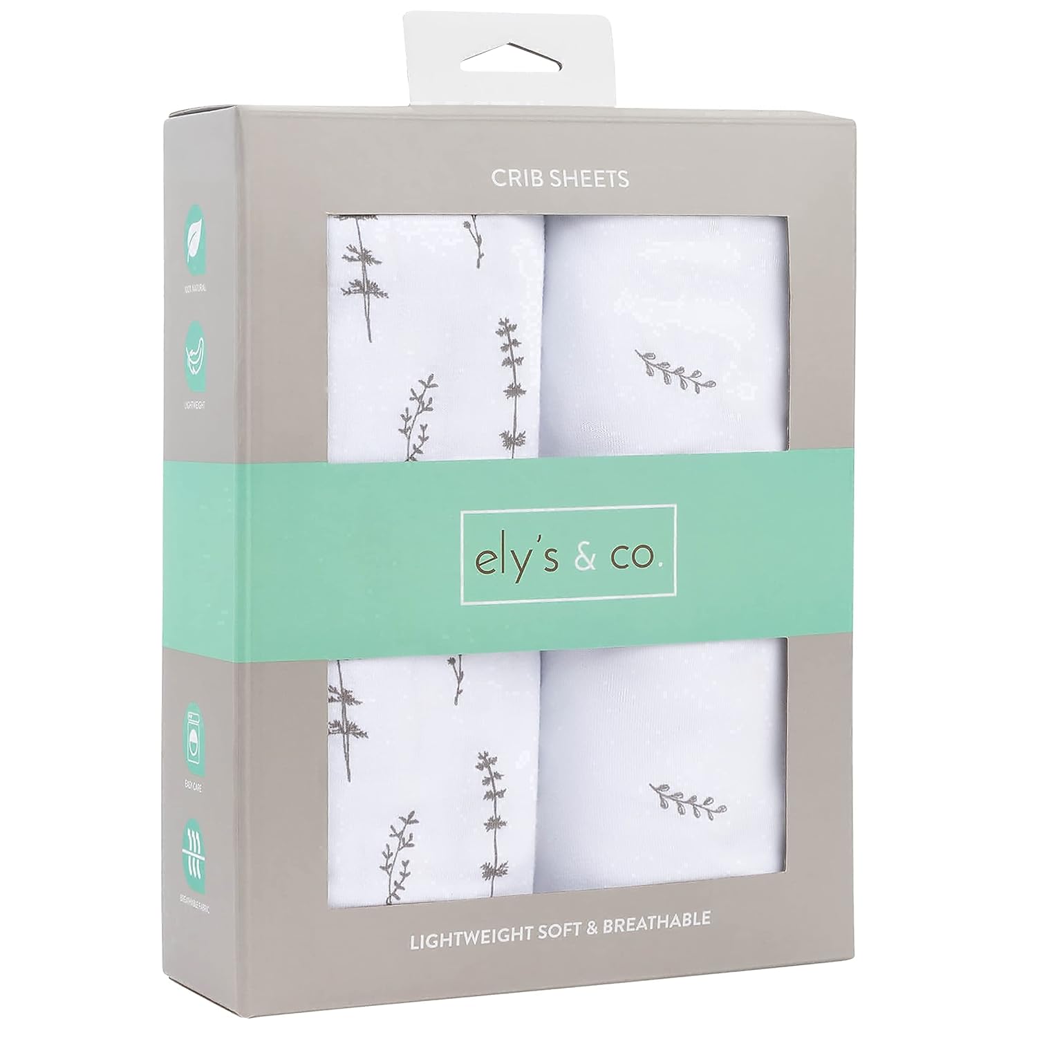 Elys Co Forest Grey Crib Sheets 2 Pack