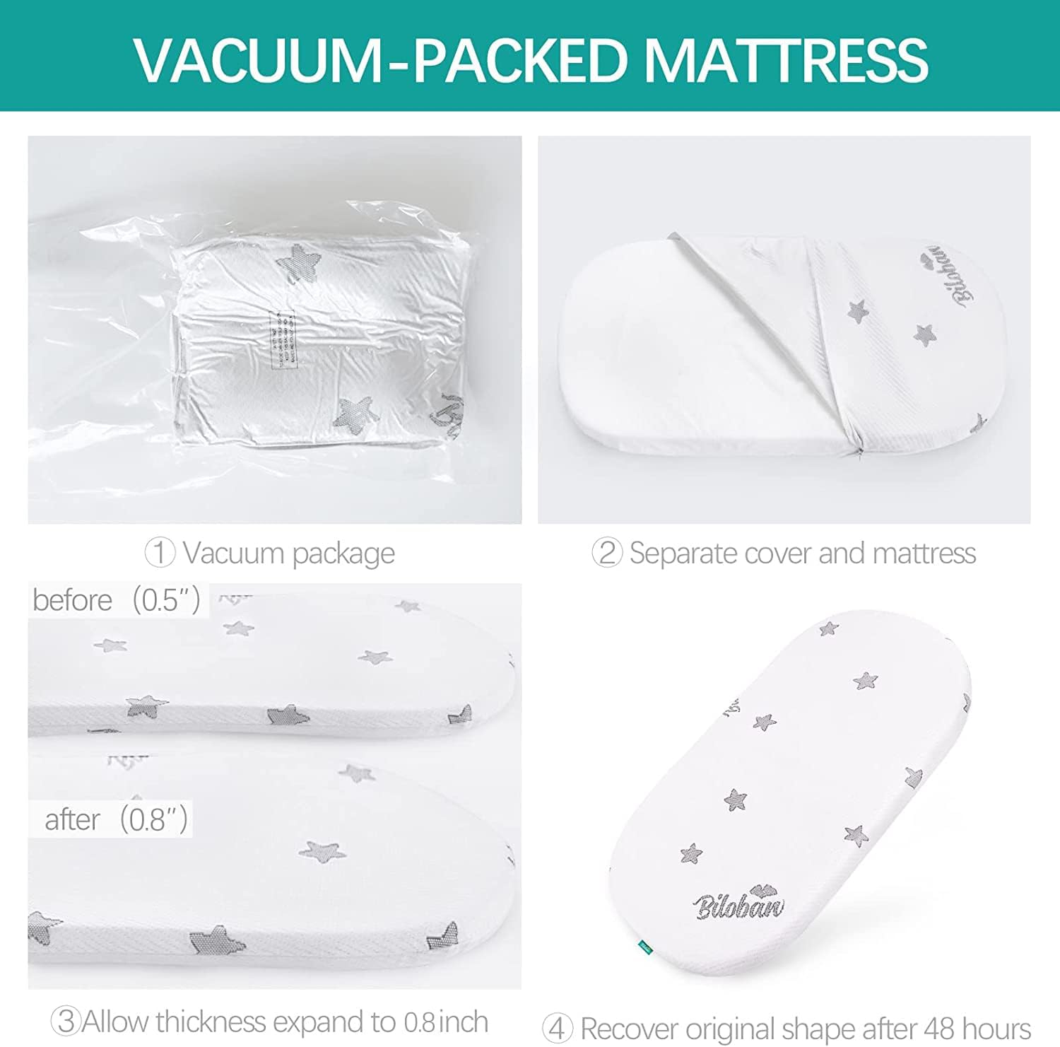 Biloban Bassinet Mattress Pad 13x30x08 Waterproof Breathable