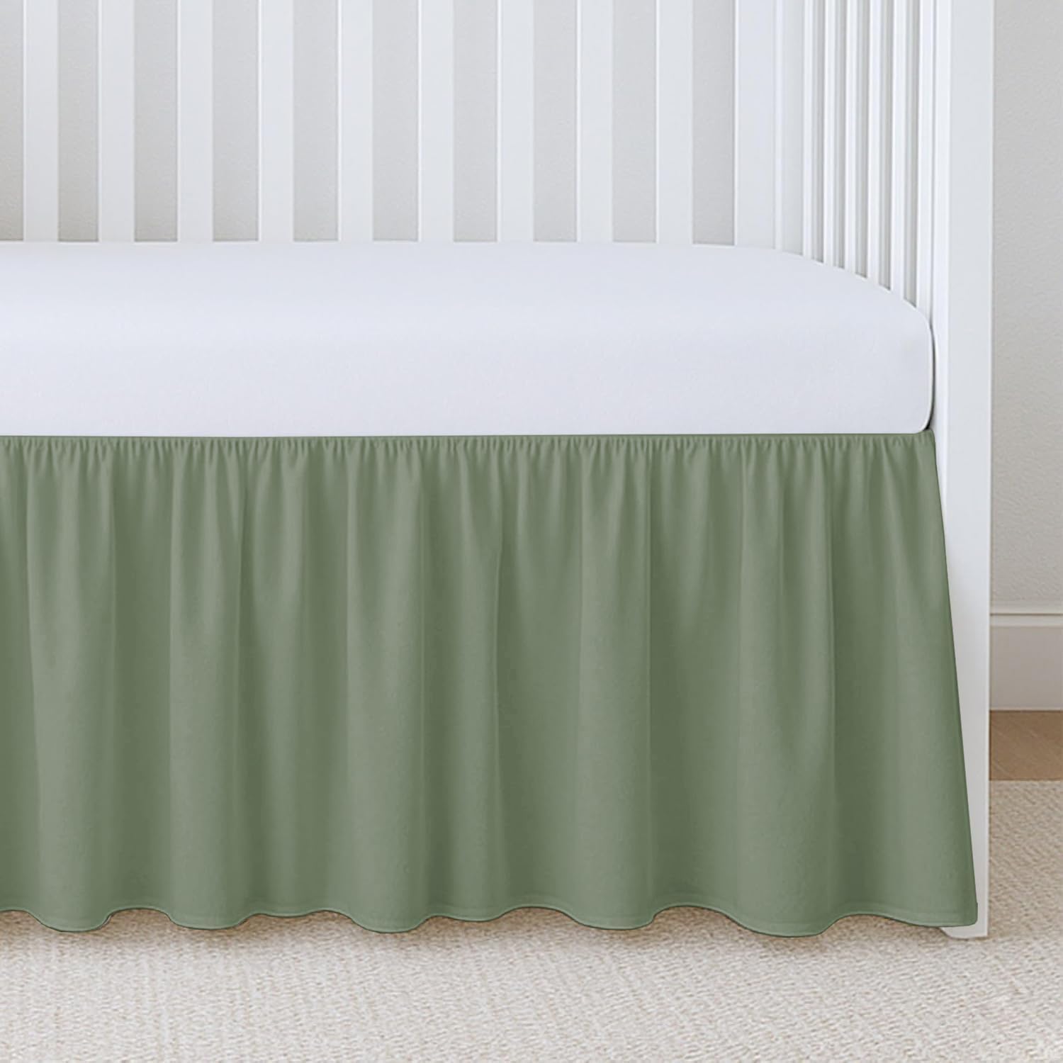 Silentnight Crib Ruffle Bed Skirt Microfiber - Sage Solid